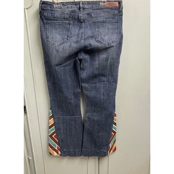 Rock & Roll Denim Cowgirl Leather Patch Trouser Jeans Size 32 Western Country - Picture 6 of 9